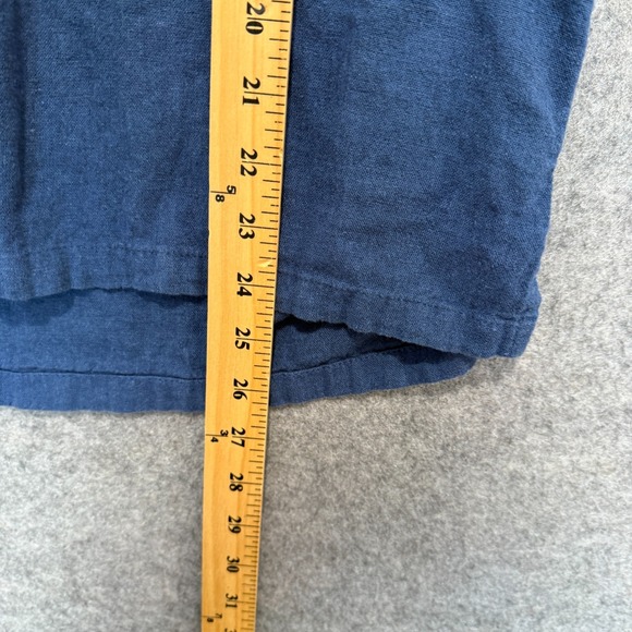 Abercrombie & Fitch Summer Linen Blend Shirt Mens Medium Fish Embroidered Navy - Picture 9 of 14